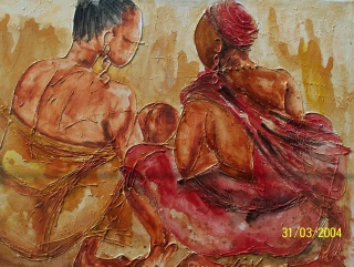 les 2 Femmes et l enfant (2003) 61x80cm�